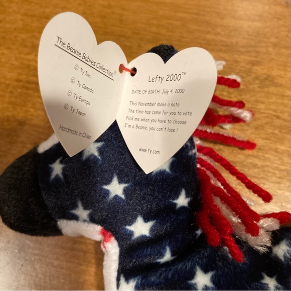 NWT Vintage “Lefty 2000” Beanie Baby. Date of birth 7/4/2000. - Picture 11 of 16
